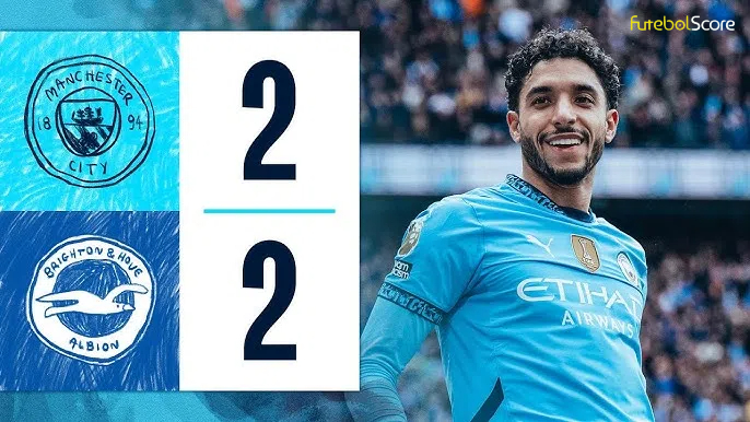 City derrapa, fica no empate com o Brighton em casa e pode se complicar na busca por vaga na Champions